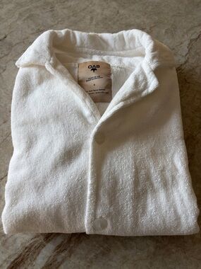 OAS Men's White Terry Cotton Short Sleeve Polo size Small